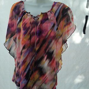 NOTATIONS Slipover Top w/Sheer Overlay... NWOT